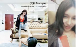【小贝】长靴白袜牛仔裤踩踏钻裆-97LZTD-1056