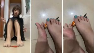 东莞依依肉丝裸足踩金鱼-97LZTD-8342049