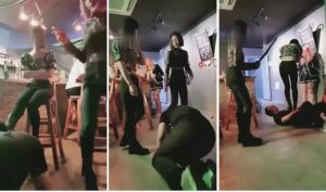 【黛颜】超强推荐-素人群调-酒吧当着素人舔三女王的鞋底-97LZTD-8342735