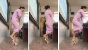 小学数学老师当着学生面玩鞋挑逗