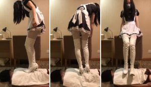 小鱼主人制服12cm白色高跟靴子踩踏废物