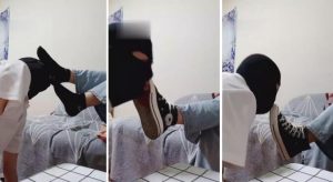 【罗宾】高帮帆布鞋棉袜裸足羞辱-97LZTD-835068191