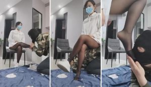 【堔儿女主】黑丝小白鞋开发新狗清理鞋底-97LZTD-83507421