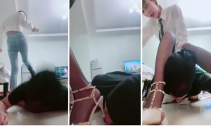 【娜美】女白领全体重踩踏丝袜鞋垫踩狗爪黑丝脚深喉-97LZTD-83507108