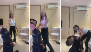 【沐琪大小姐】胶带捆绑鞭打舔狗-97LZTD-84507