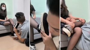 【小樱桃】帆布鞋黑丝小姐姐-腿绞恋足狂舔-97LZTD-93027