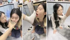 【橙宝】姐妹相互虐-奴下奴-白袜塞嘴喂圣水舔脏鞋骑马耳光-97LZTD-93397