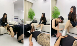【嘉妮】小白鞋肉丝蹂躏母子狗【双视角版】-97LZTD-94381