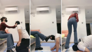 【不期而遇】皮鞋跳踩2l圣水挑战500下耳光-97LZTD-94688
