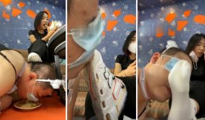 【朱砂痣】圣水嘴洗白袜圣水泡面舔脏鞋脚踩喂食-97LZTD-94354