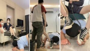 【萬一】情侣主-帆布鞋踩狗爪伺候洗漱楼梯间遛狗踩踏喂食-97LZTD-94839