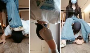 【爱可呀】胯下辱高跟脏鞋闻舔踩踏-97LZTD-94478