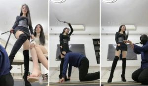 【萱萱】双S-鞭打长靴踩狗头转胯骑脖白袜碾压踩【双视角版】-97LZTD-96852