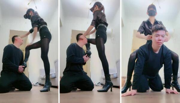 【美娜格格】短靴黑丝模特-狂抽耳光揪耳朵-97LZTD-97428