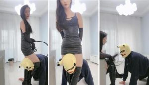 【晚晚】女王装鞭训-高跟皮靴踩踏插嘴深喉喂浓痰-97LZTD-98129