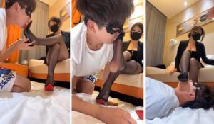 【甜心教主】超强黑丝深喉高跟虐乳疯狂吸香水-97LZTD-98409