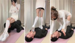 【苒溪】小白鞋及膝白袜踩虐地毯狗-97LZTD-98442