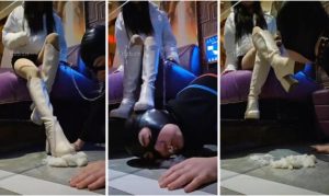 【上头姐妹】KTV-舔脏长靴鞋尖插嘴踩踏喂食白袜脚-97LZTD-98482