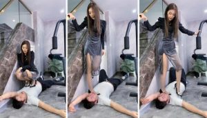 【麋鹿银儿】模特S-高跟全体重踩脚底喂食腿绞掐脖窒息-97LZTD-98867