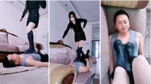 【小贱】素人S-长靴全体重踩踏白袜脚捂脸窒息-97LZTD-99009