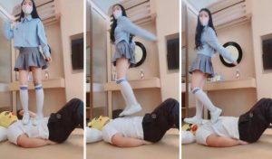 【陈甜女帝】小白鞋及膝长袜踩地毯狗-97LZTD-99212