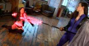 女女剧情格斗-女魔头设陷阱击败两位女英雄，并将二人变成傀儡！O-201112-97LZTD-99234