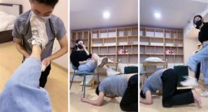 【陈莹斯】命令自己抽耳光脏鞋棉袜踩狗数据线抽凳子压狗爪-97LZTD-99414