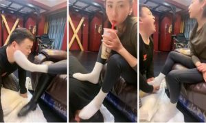 【爱丽丝】十字架固定长靴提档藤条鞭打耳光封嘴掐乳-97LZTD-99415