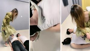【逗逗】双奴下跪虐-高跟踢踹虐鞭打掐乳全体重碾压踩-97LZTD-99441