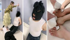 【逗逗】双奴下跪虐-高跟踢踹虐鞭打掐乳全体重碾压踩-97LZTD-99441
