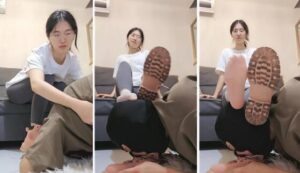 【嘉妮】短靴玩虐掐乳强制闻鞋裸足踩踏喂食-97LZTD-99679