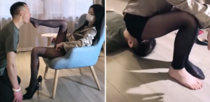 【国产踩踏恋足】女神裸足黑丝脚深喉踢裆坐脸窒息 黑丝踩踏玉足极限脚深调教狠虐脚奴-97LZTD-146986