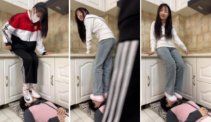 【精神小妹】双主女M圣水 运动鞋踩脸 横竖双视角-97LZTD-34777