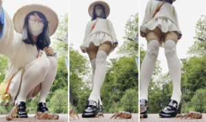南瓜JK制服鞋过膝袜踩小龙虾 全身视角-97LZTDGXFC-00000313271718